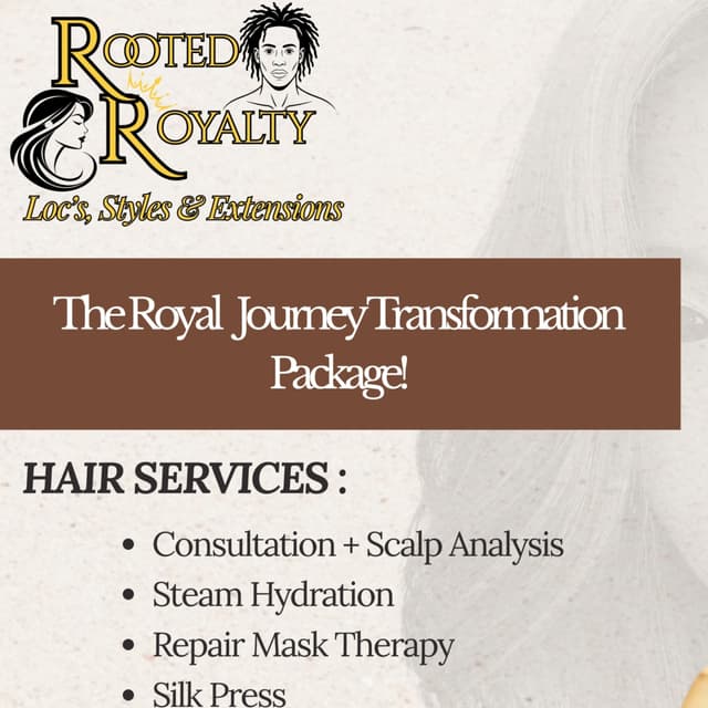 Royal Journey Transformation PKG at Rooted Royalty in Houston, TX
